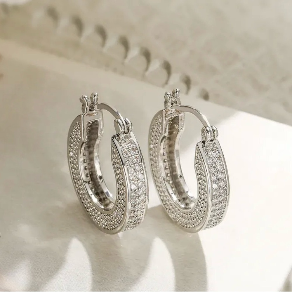 Plating Inlay Copper Zircon 18 Gold Plated Earrings